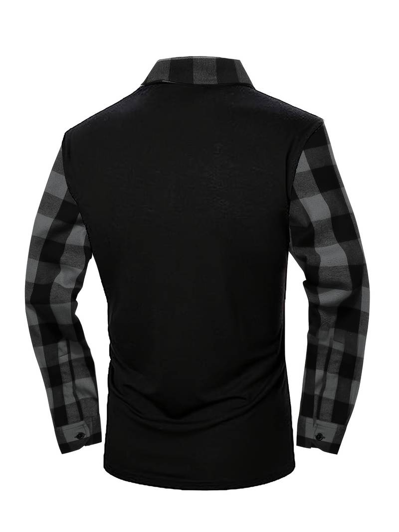 James long sleeve check flannel polo shirt