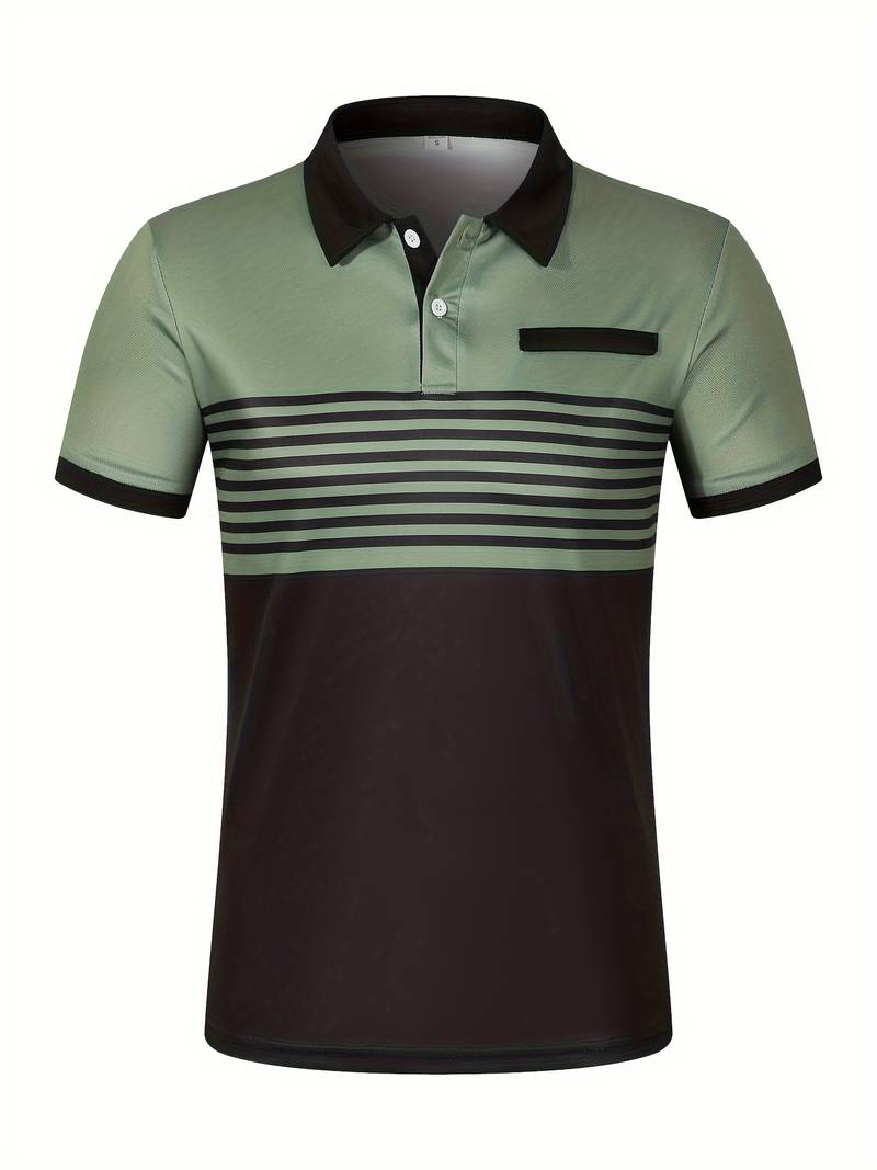 Leon - Casual Short Sleeve Striped Polo Shirt For Men