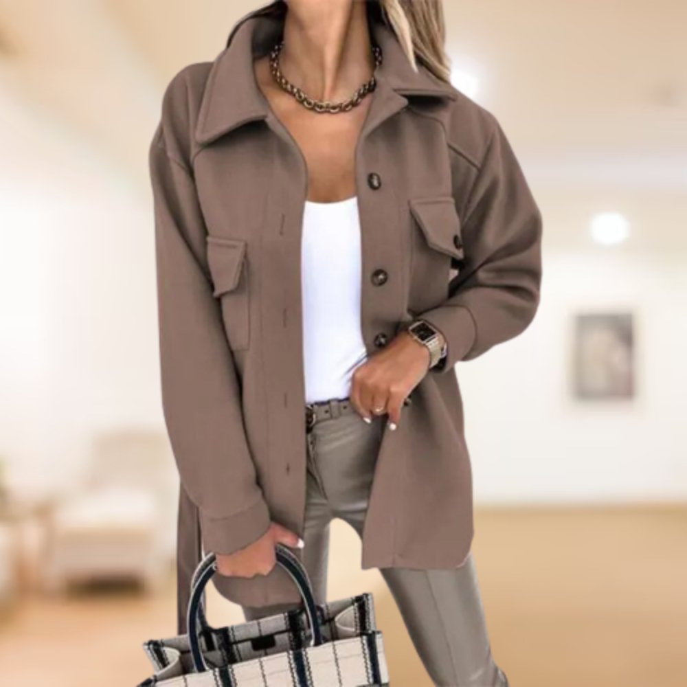 Stylish belted shirt jacket for women
