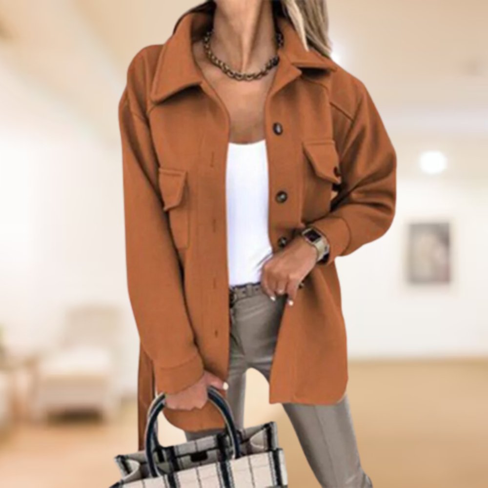 Stylish belted shirt jacket for women