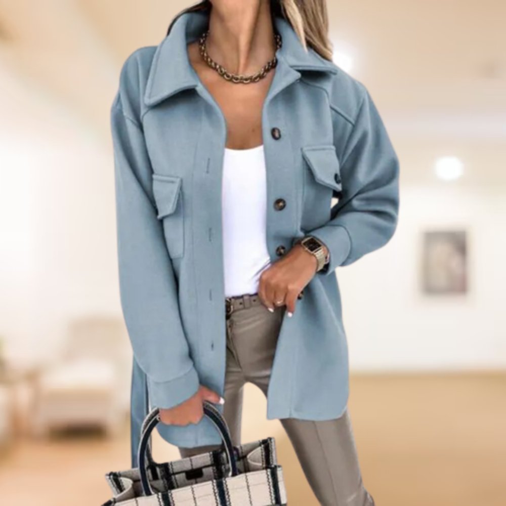 Stylish belted shirt jacket for women