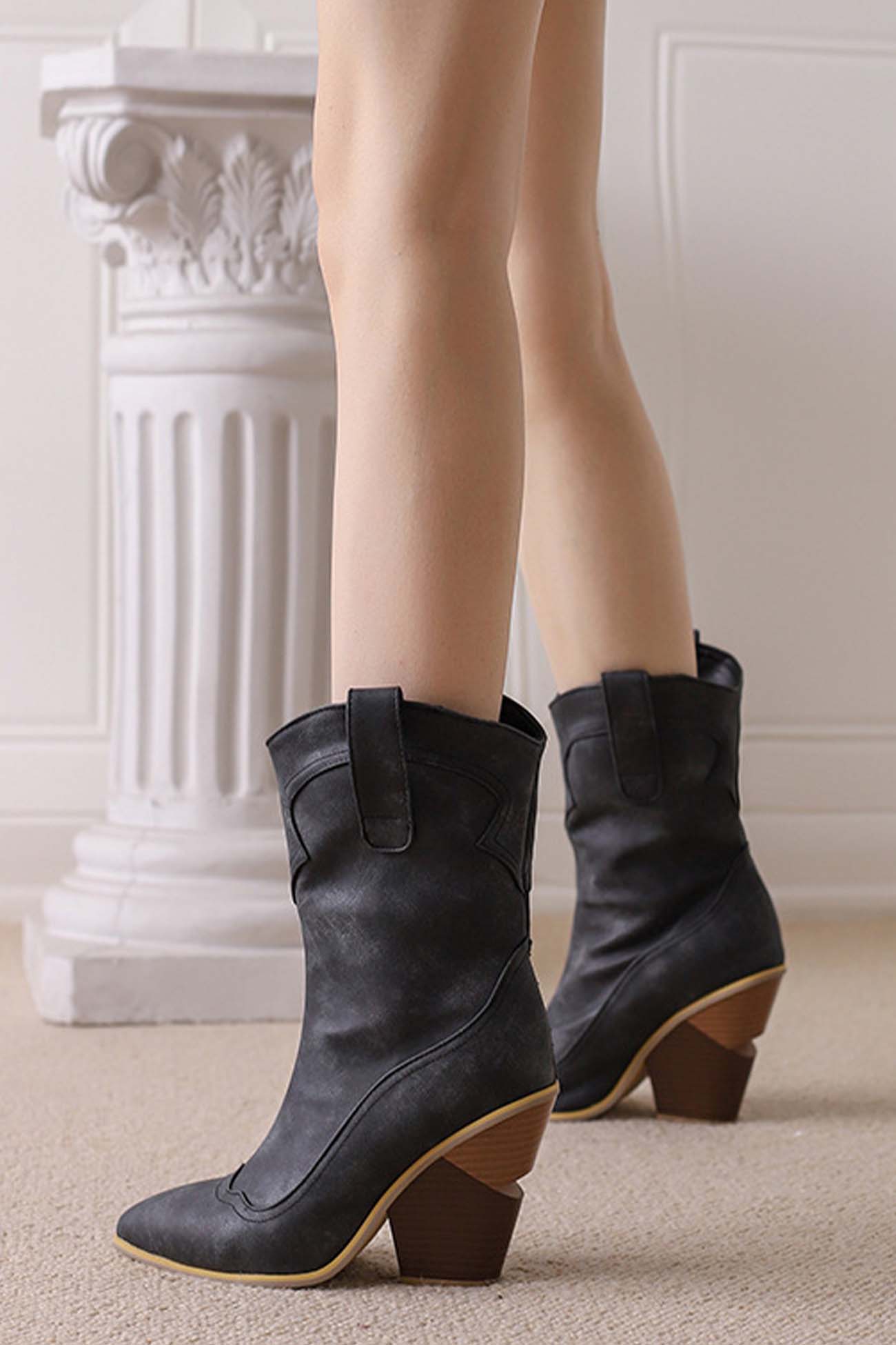 Cadie - pointed toe western mid-calf boots