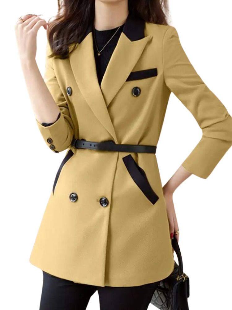 Vroni - Women's Double Button Scarf Collar Blazer