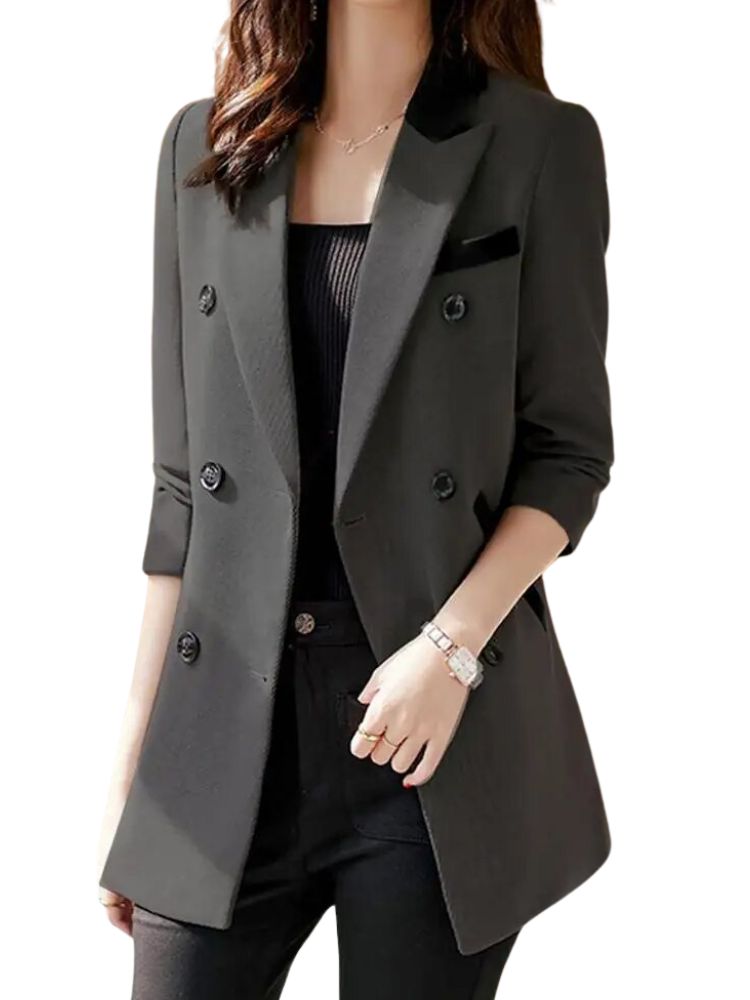 Vroni - Women's Double Button Scarf Collar Blazer