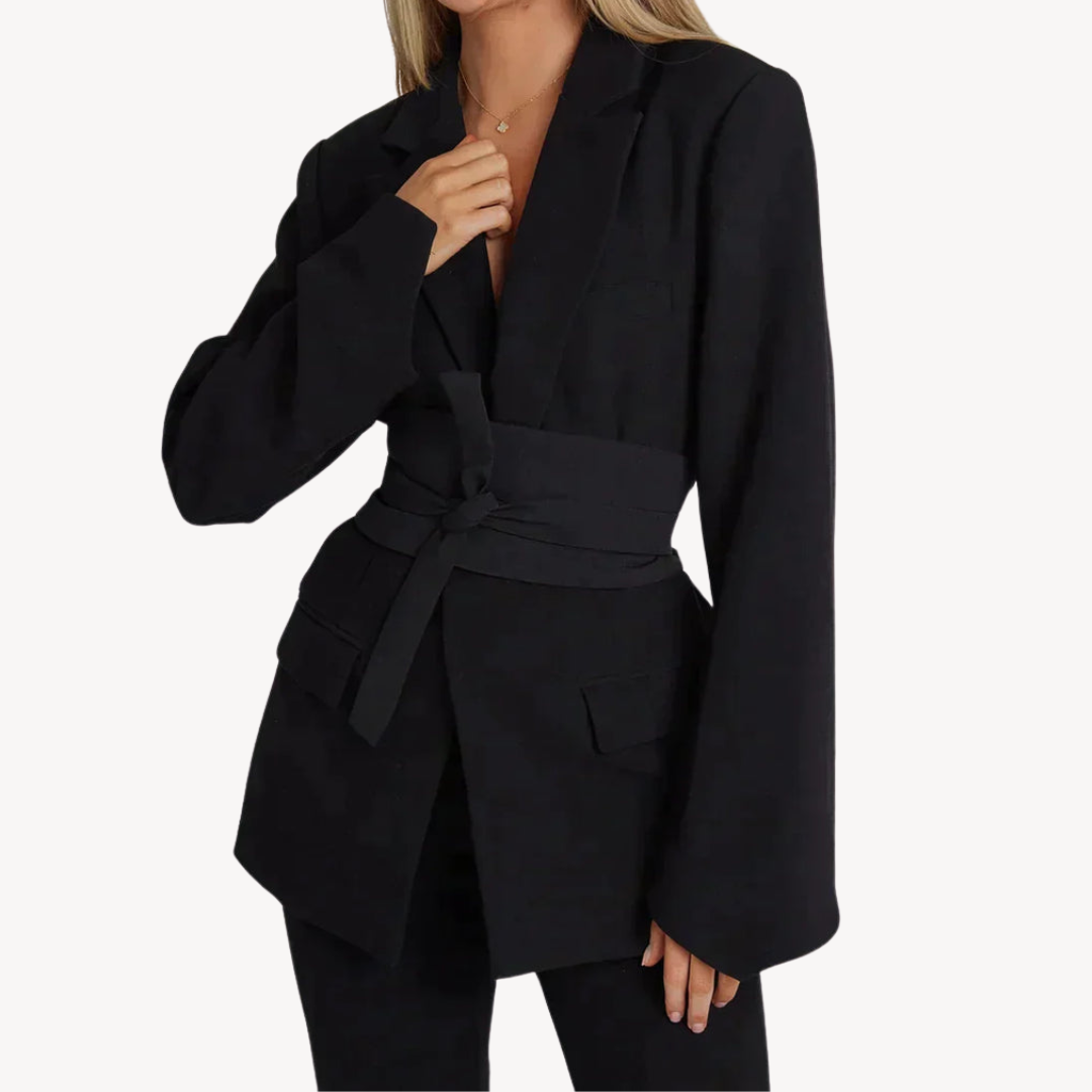 Loravelle | Women's Belted Blazer – Elegant Suit Jacket