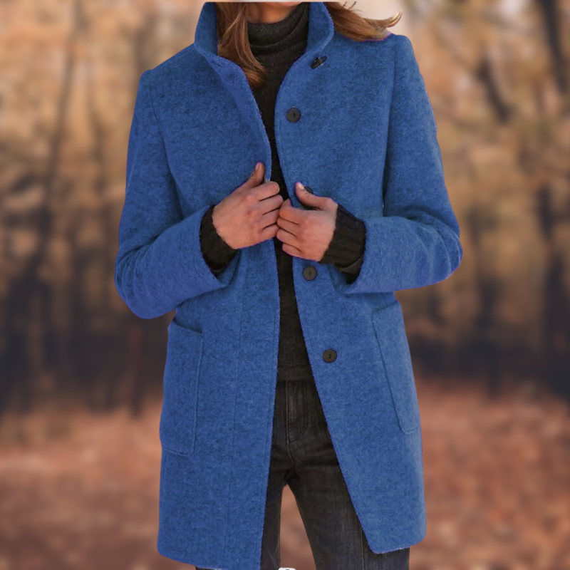 Mid-length button down coat for women