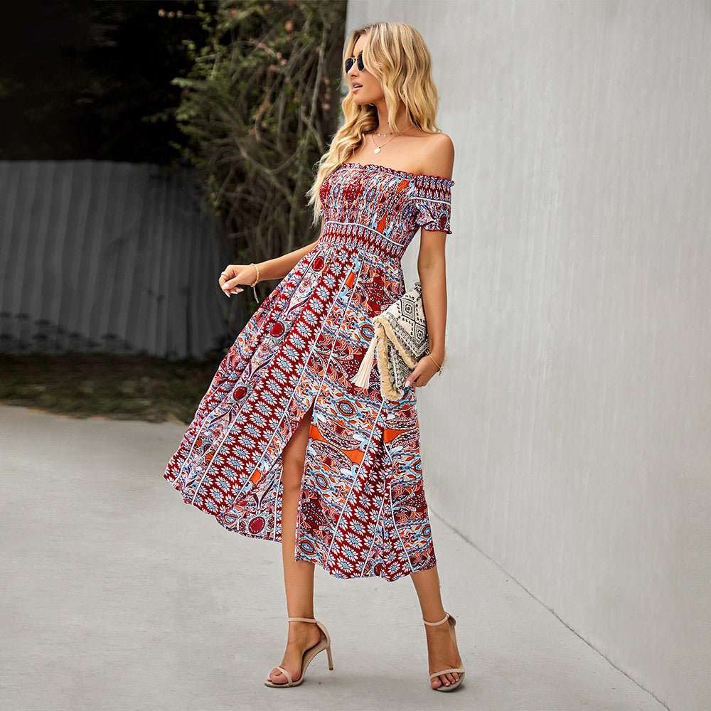 Arielle - Boho dress with floral hem