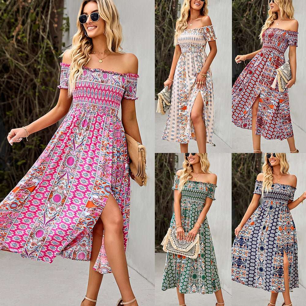 Arielle - Boho dress with floral hem