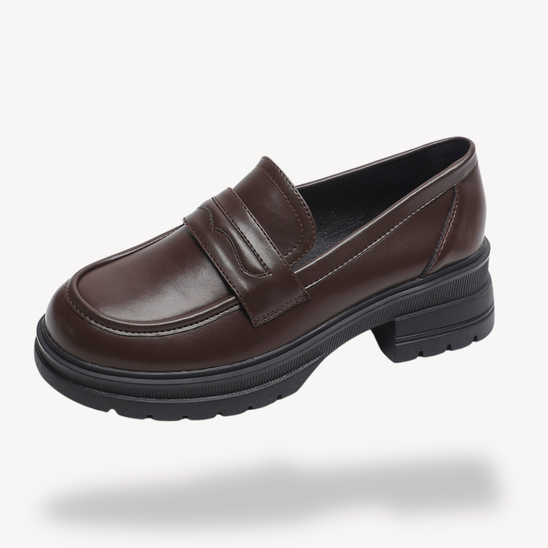 Loravelle | Women's Chunky Loafers - Leather Slip-On Shoes