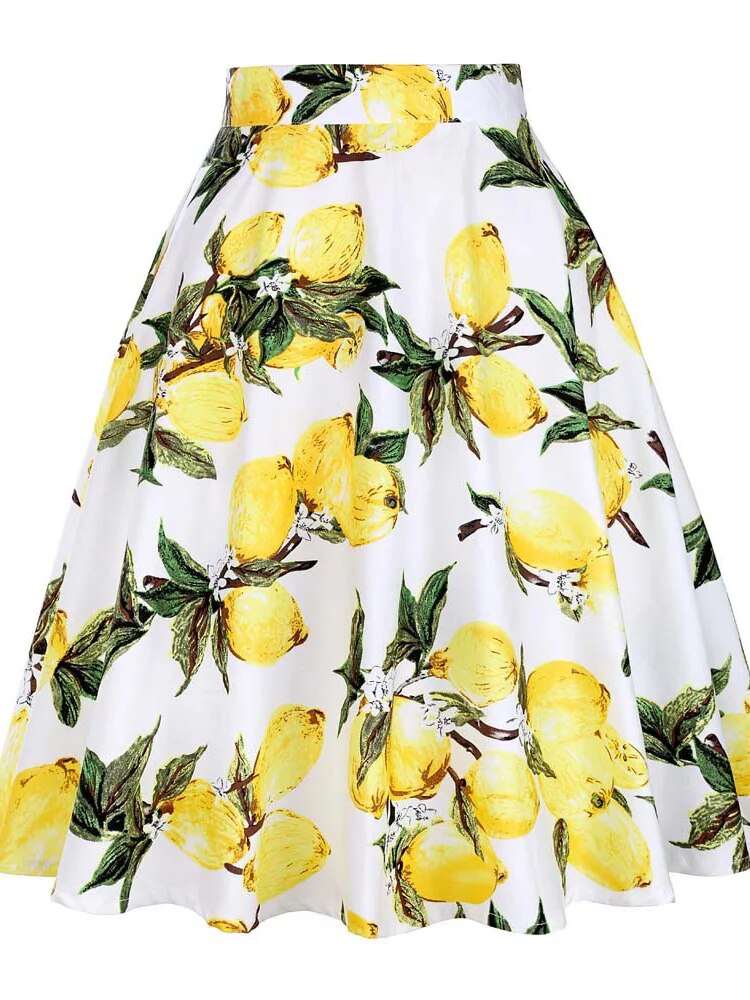 Classic Ladies Floral Pleated Midi Skirts