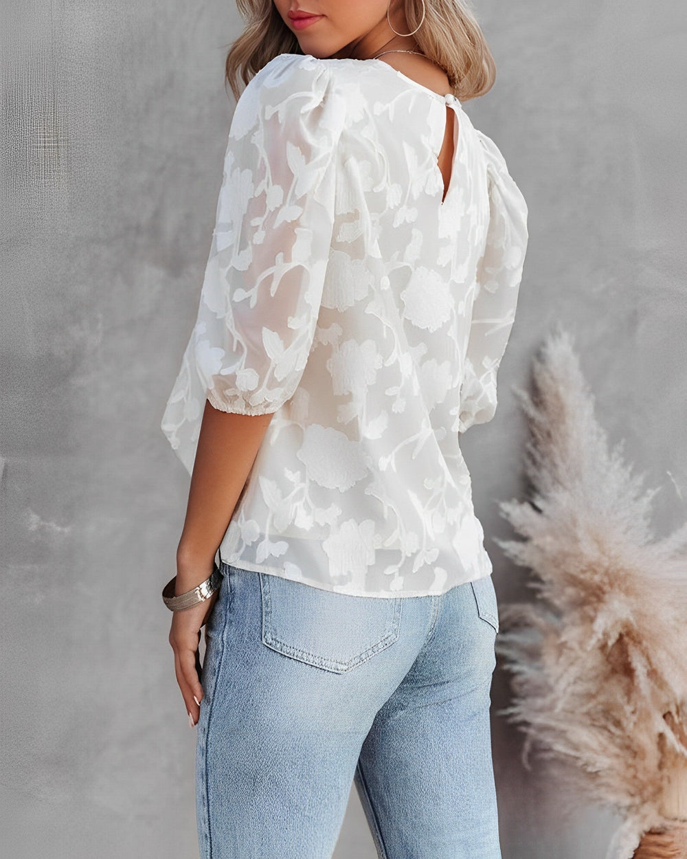 Shayla - Short-sleeved loose chiffon blouse