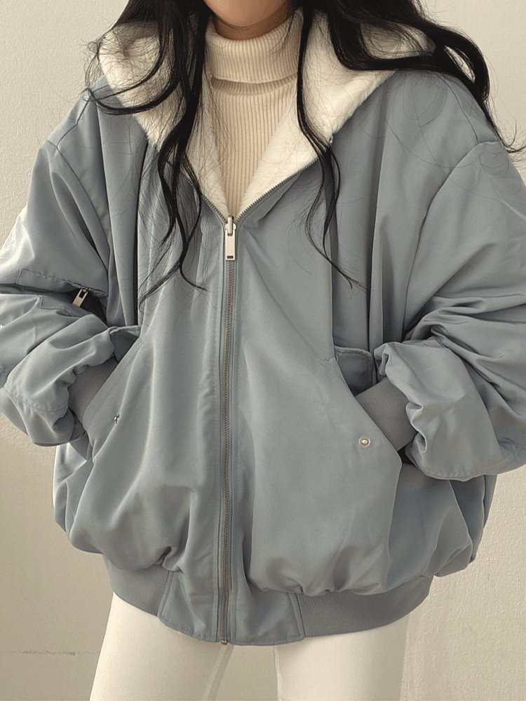 Cozy oversized bomber jacket for women