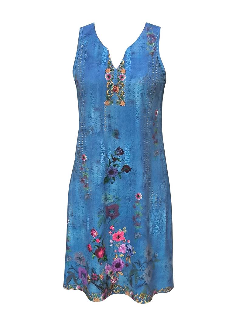 Zainab - Dress with floral pattern and slit neckline