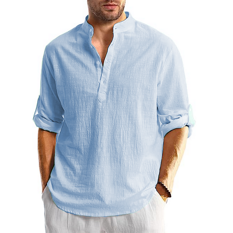 Adrian - Long-sleeved linen casual shirt for men