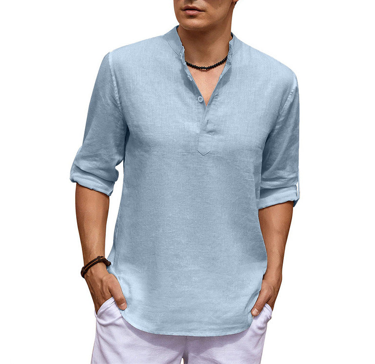 Dorian - Casual long-sleeved shirt for men in cotton and linen