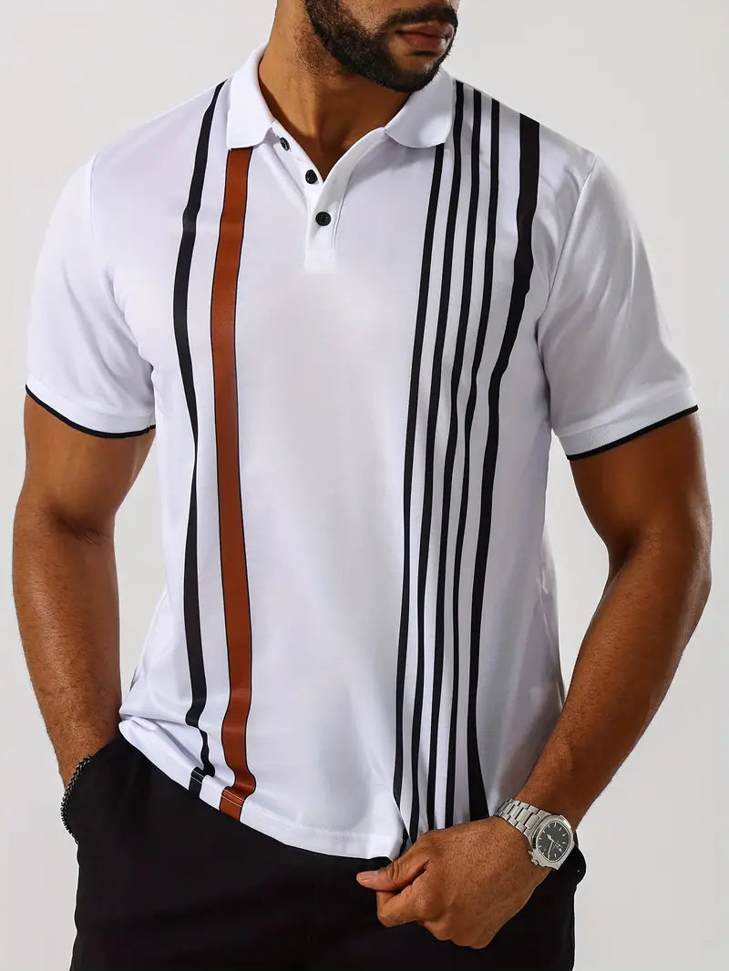 Michael t-shirt with retro vertical stripe pattern