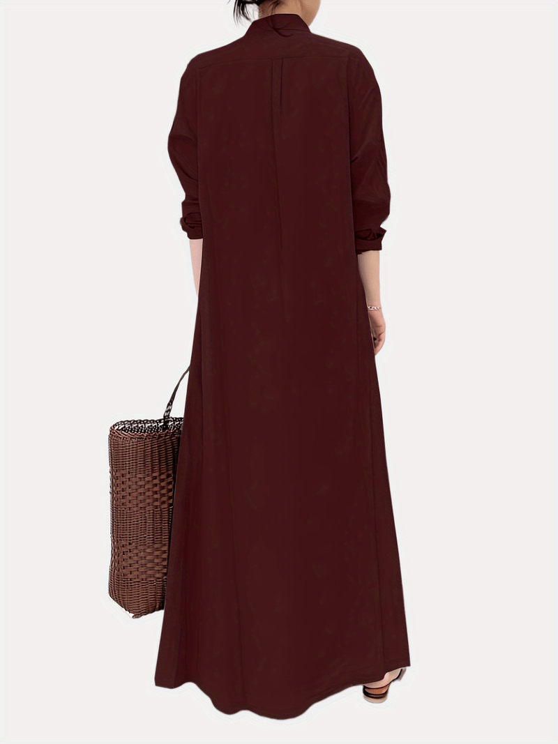 Janel - Single-coloured kaftan dress with button fastening
