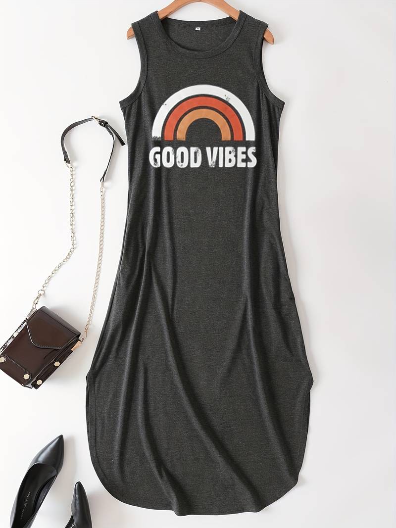 Good Vibes - Long dress with letter print