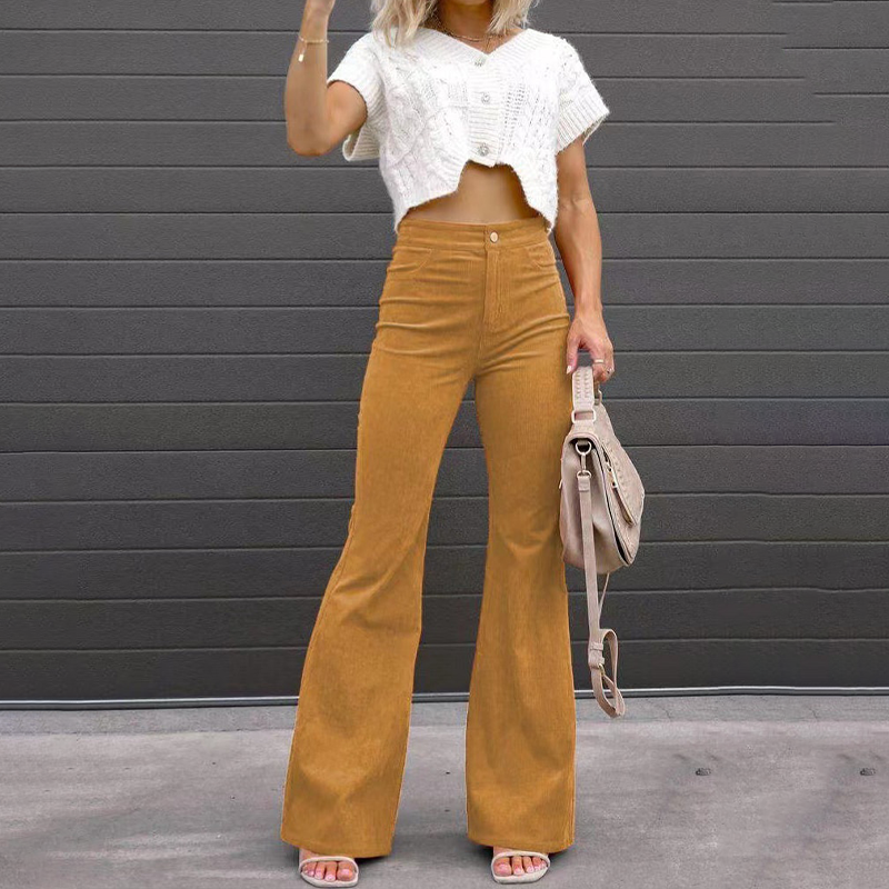 Luna - corduroy trousers with flare and high waist