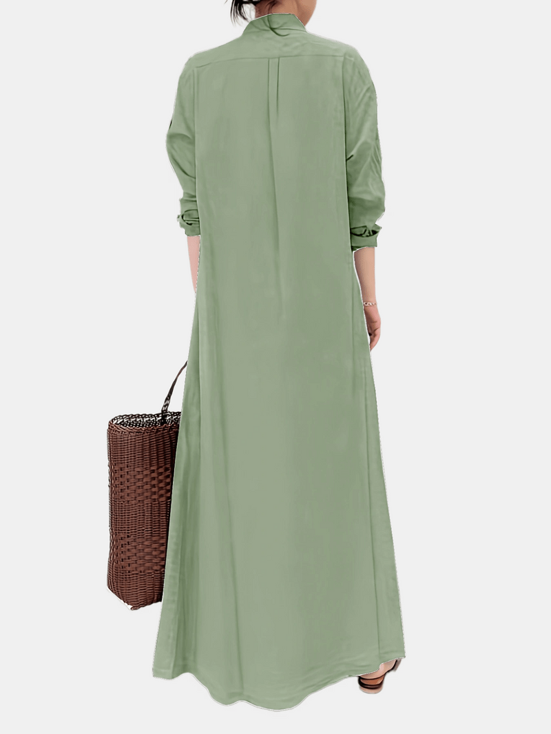 Janel - Single-coloured kaftan dress with button fastening