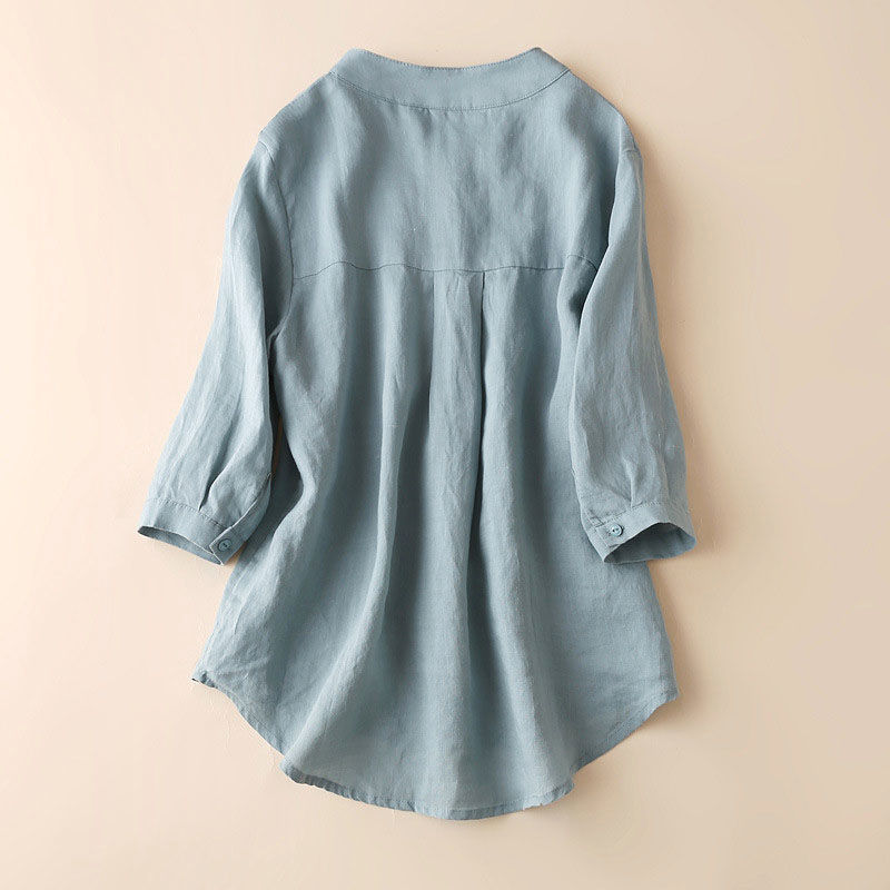 Spring summer plus size cotton linen shirt