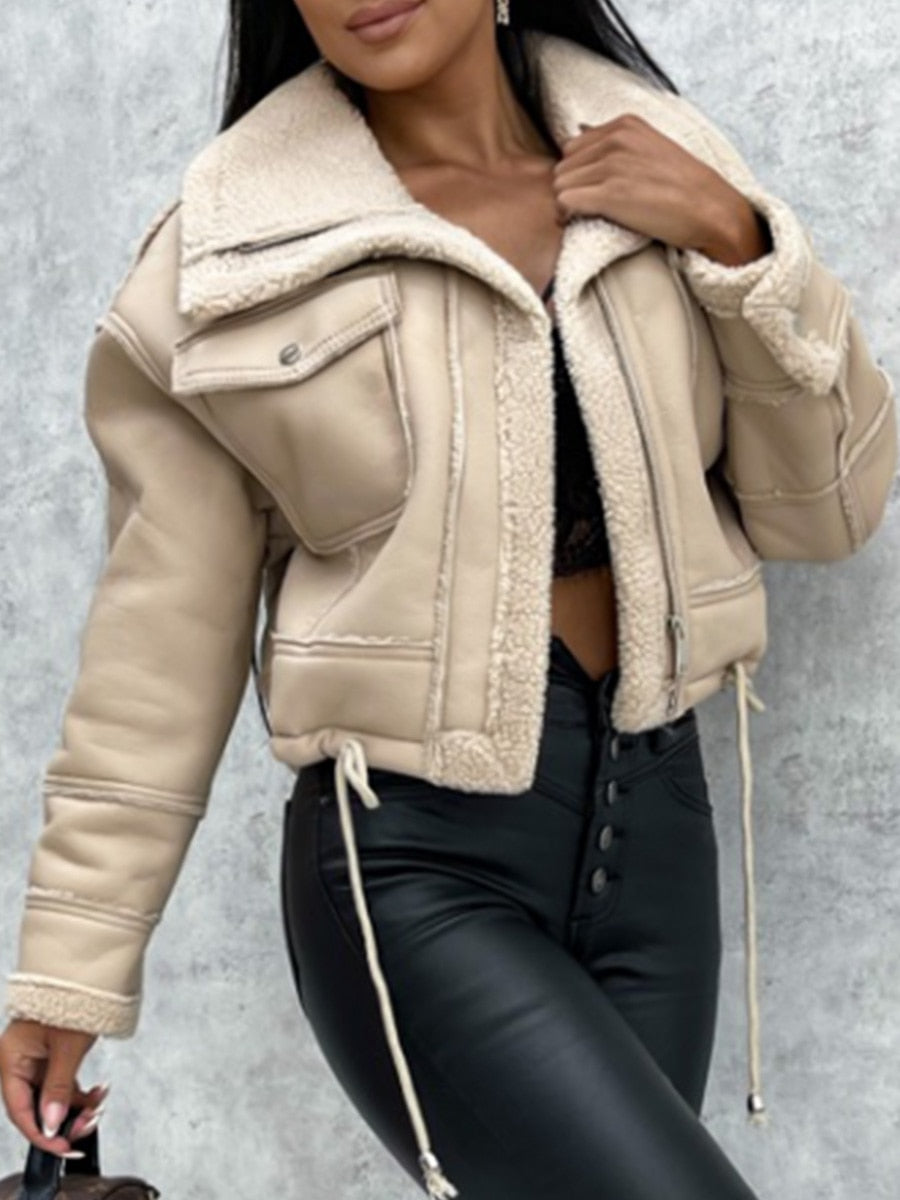 Stylish cropped biker jacket for women