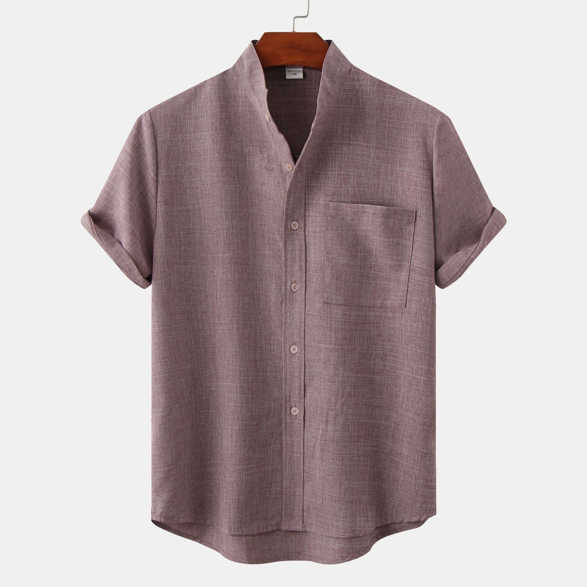 Davide - Men's linen shirt with short sleeves and lapels