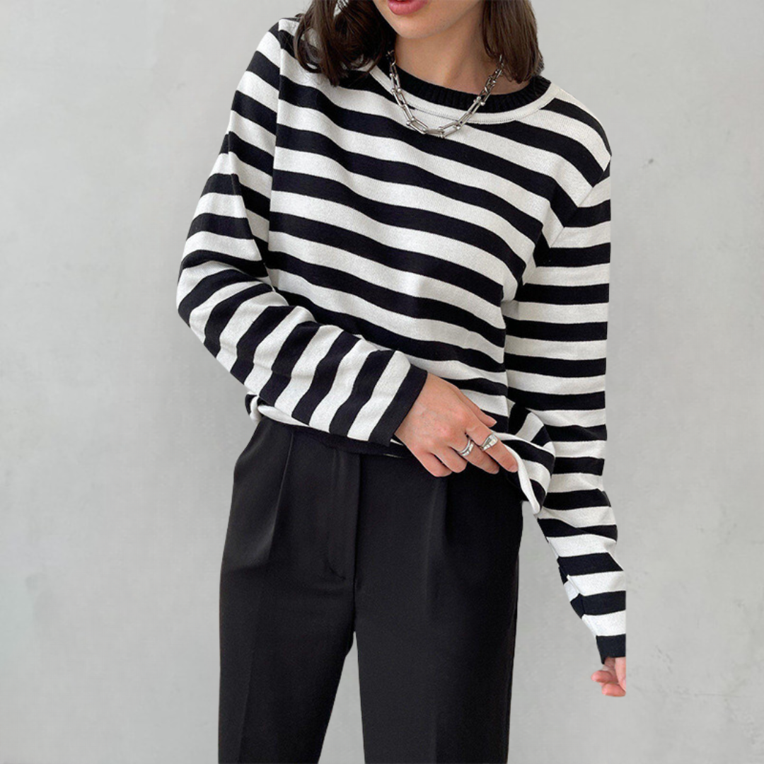 Women's striped round neck jumper