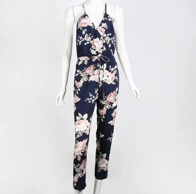 Eulalie - Summer Women's Floral Print Jumpsuit