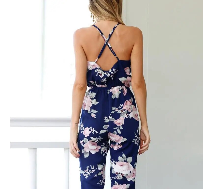 Eulalie - Summer Women's Floral Print Jumpsuit