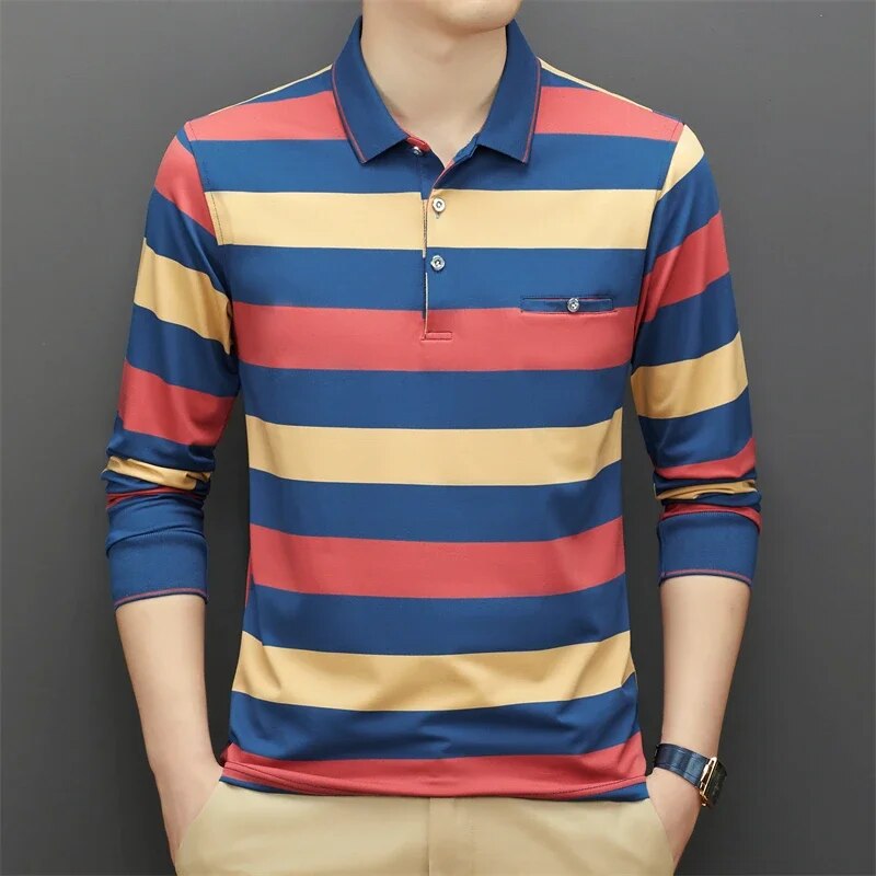 Jules - Casual Striped Checked Polo Shirt