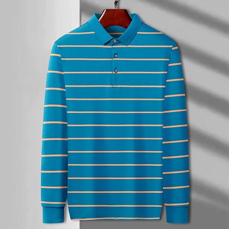 Alphonse - Men's Casual Long Sleeve Polo Shirt