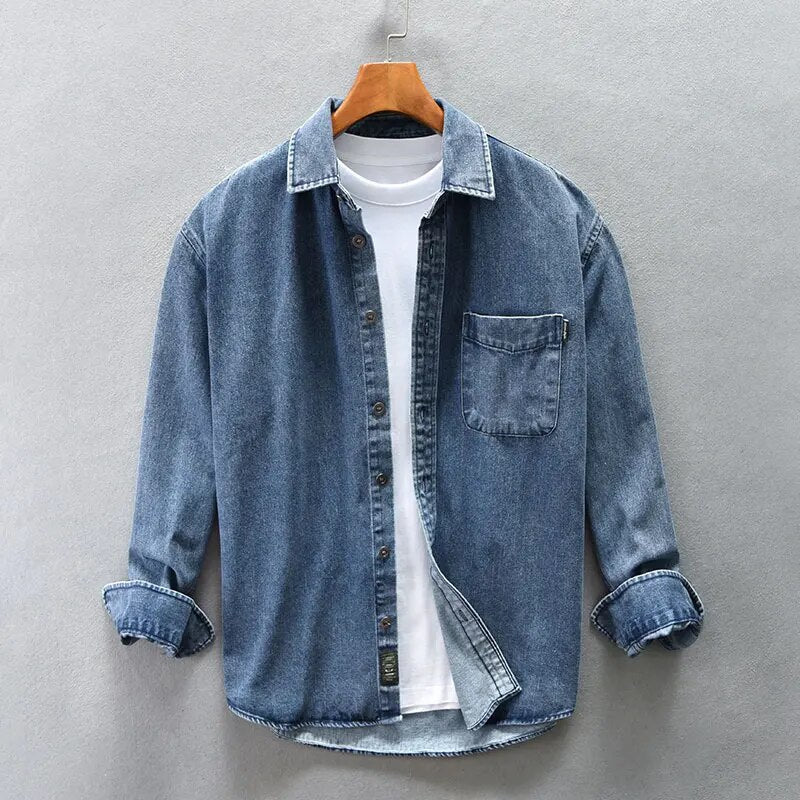 Morten - Retro Washed Denim Shirt for Men