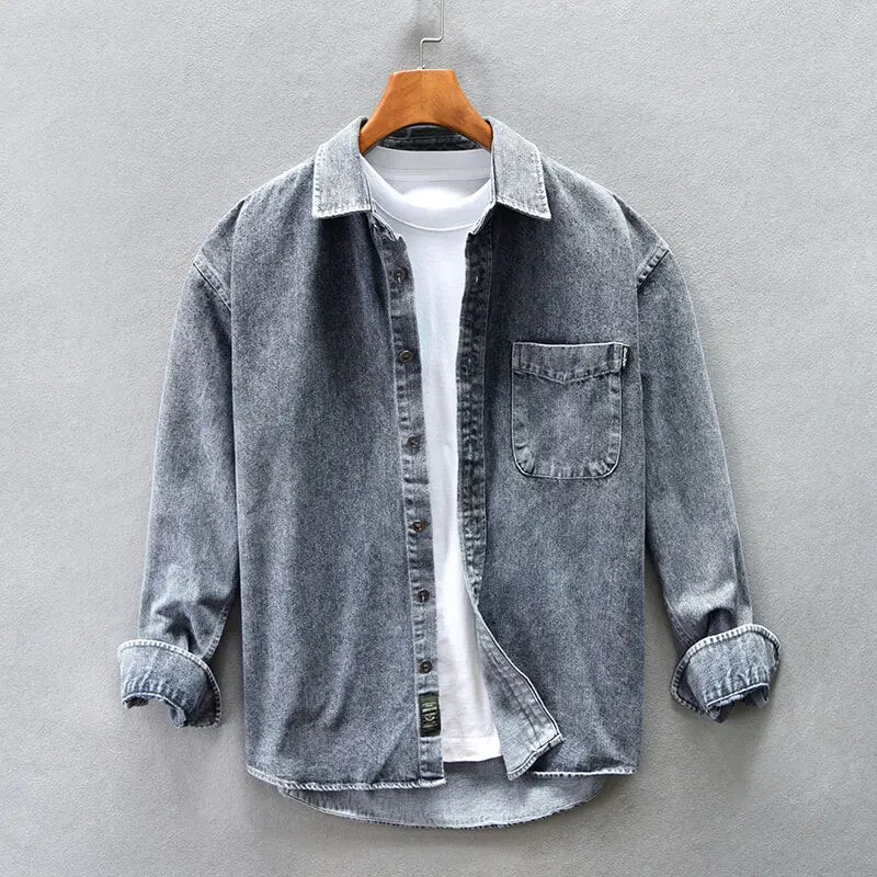 Morten - Retro Washed Denim Shirt for Men