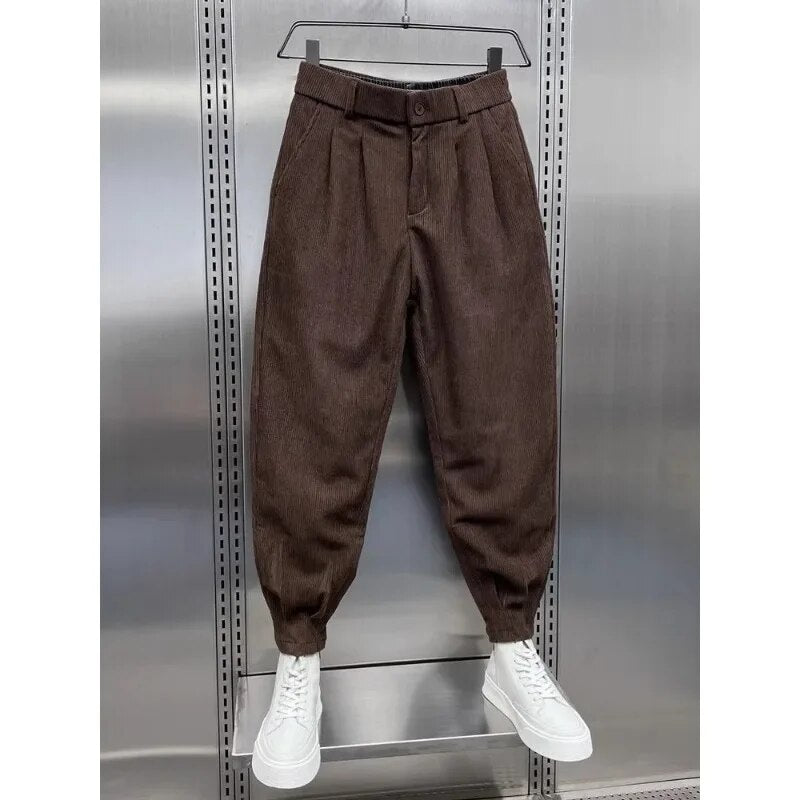 Yvan - Ankle length corduroy harem trousers for men