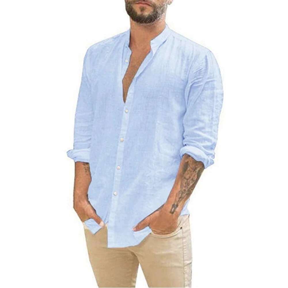 Alaric - Men's Long Sleeve Stand-up Collar Casual Shirt