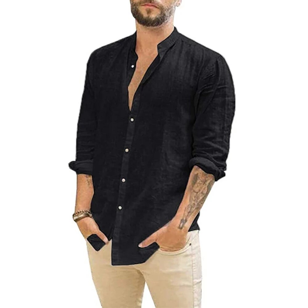 Alaric - Men's Long Sleeve Stand-up Collar Casual Shirt