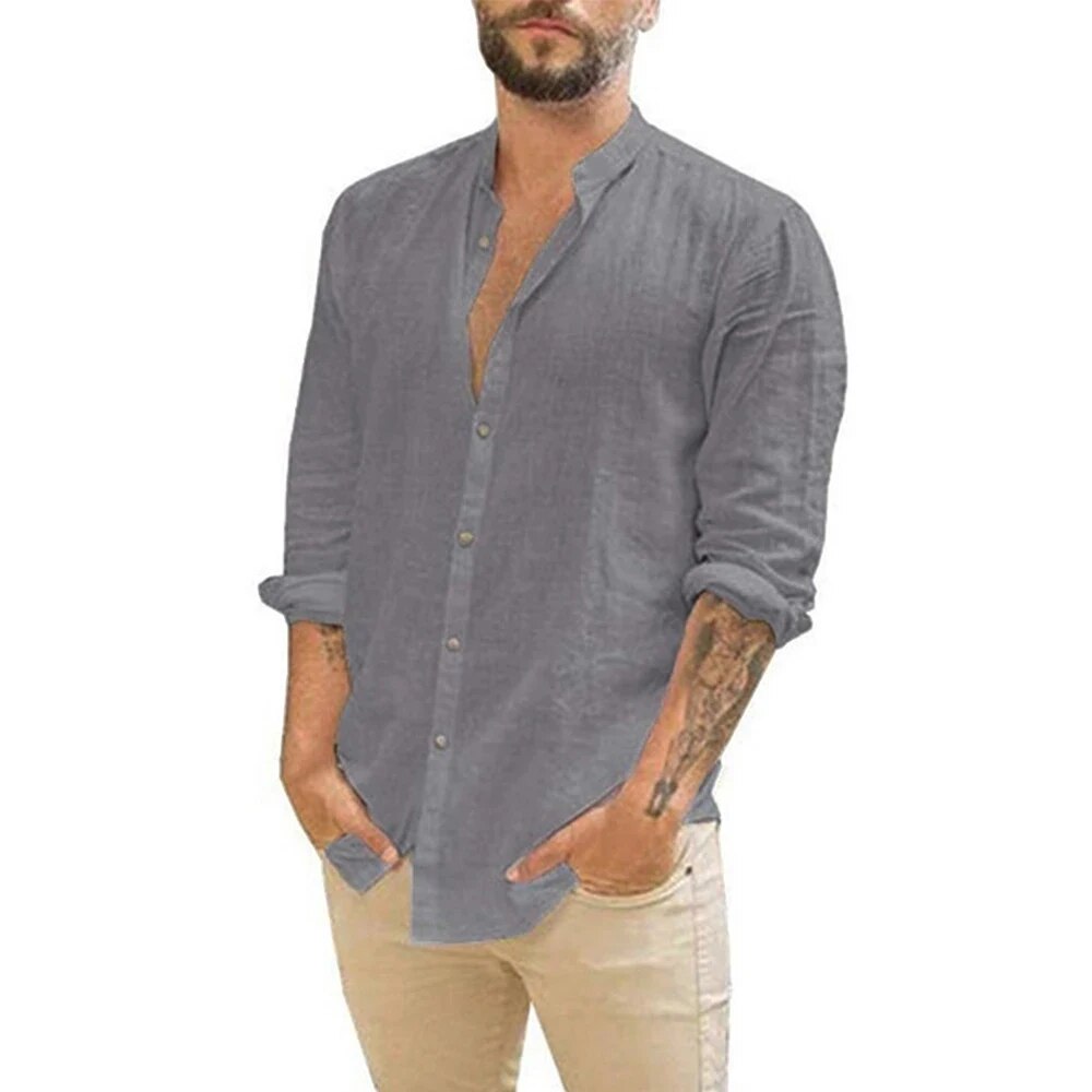 Alaric - Men's Long Sleeve Stand-up Collar Casual Shirt