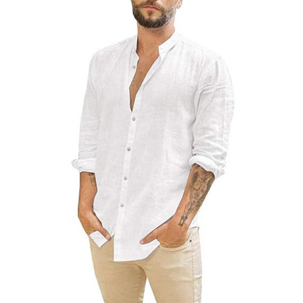 Alaric - Men's Long Sleeve Stand-up Collar Casual Shirt