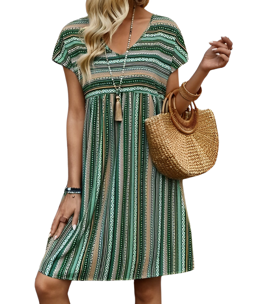 Rhiannon - Striped dress with short sleeves