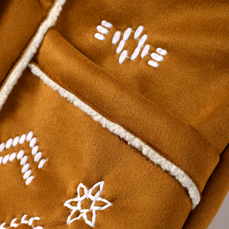 Embroidered lambswool printed jacket for women