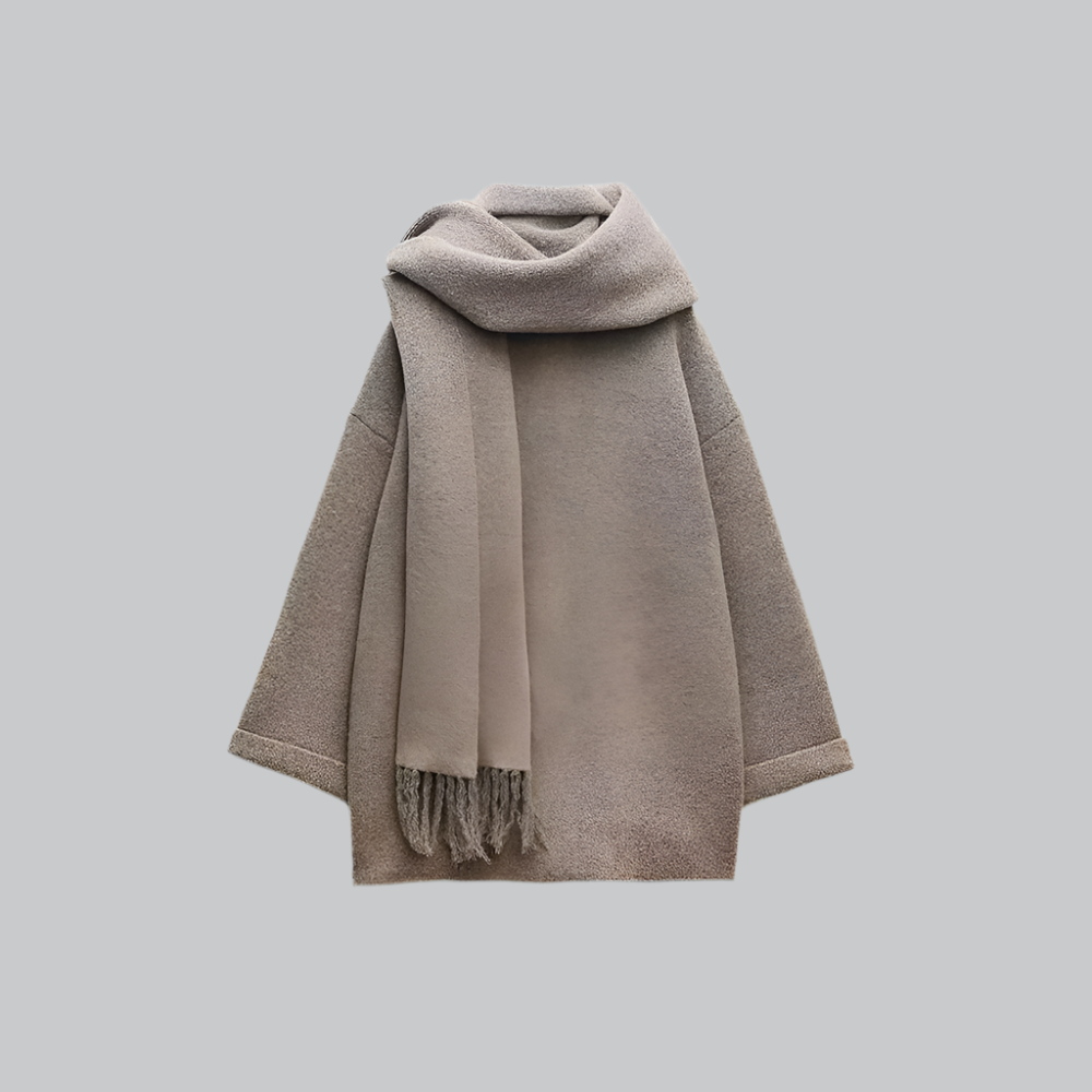 Elegant slim-fit scarf collar jacket for women