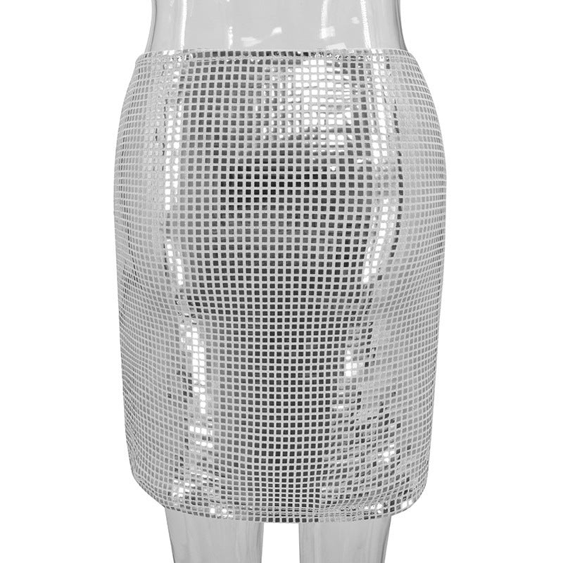 Slim Fit Mesh Sequin Pack Hip Fashion Skirt