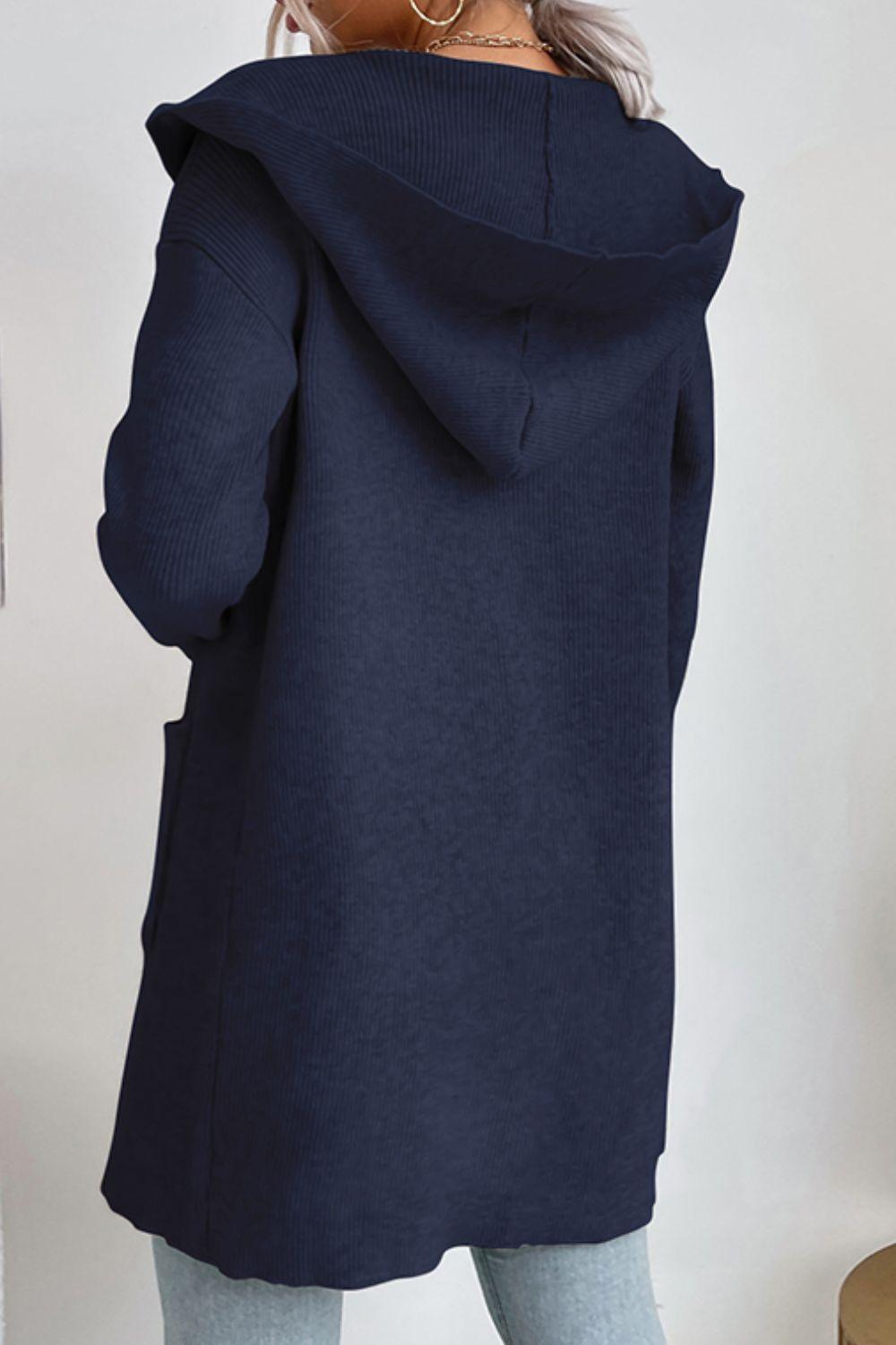 Women's Ribbed Hooded Cardigan