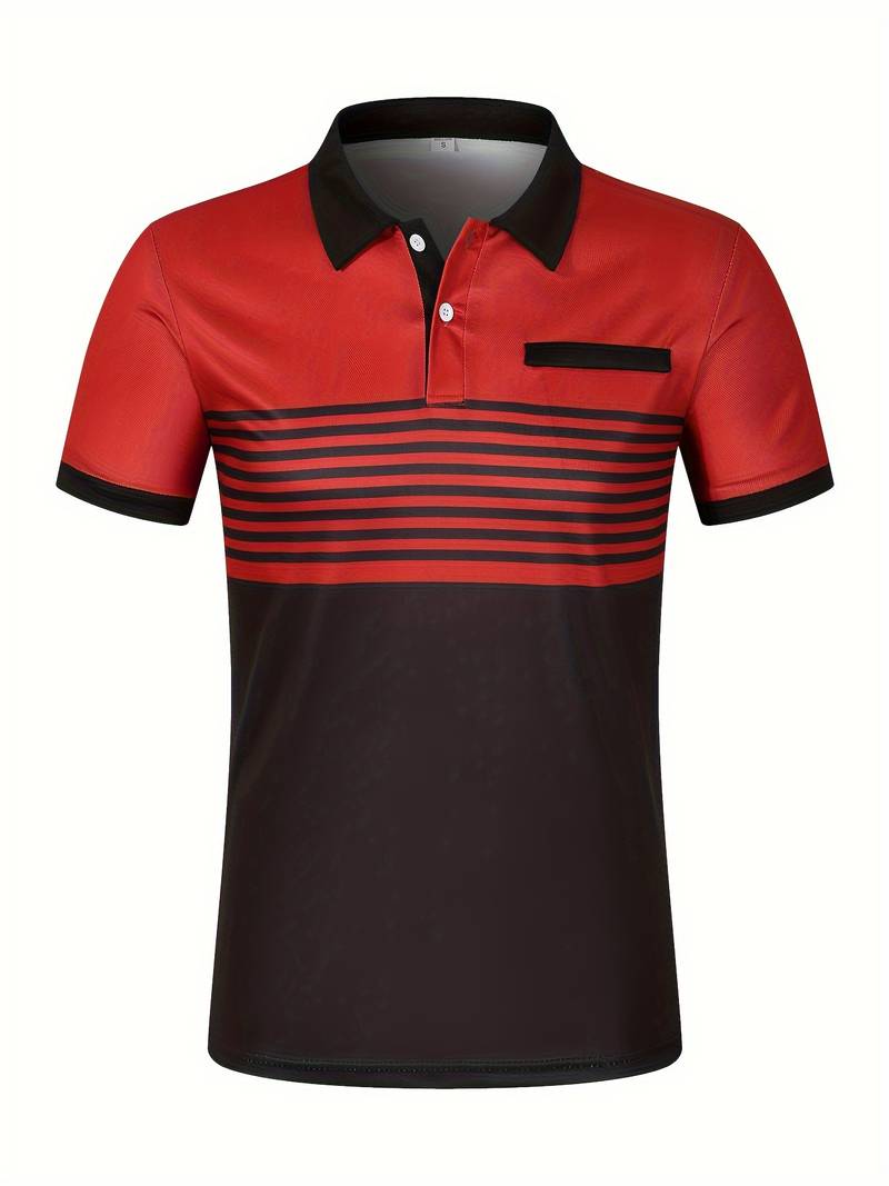 Leon - Casual Short Sleeve Striped Polo Shirt For Men