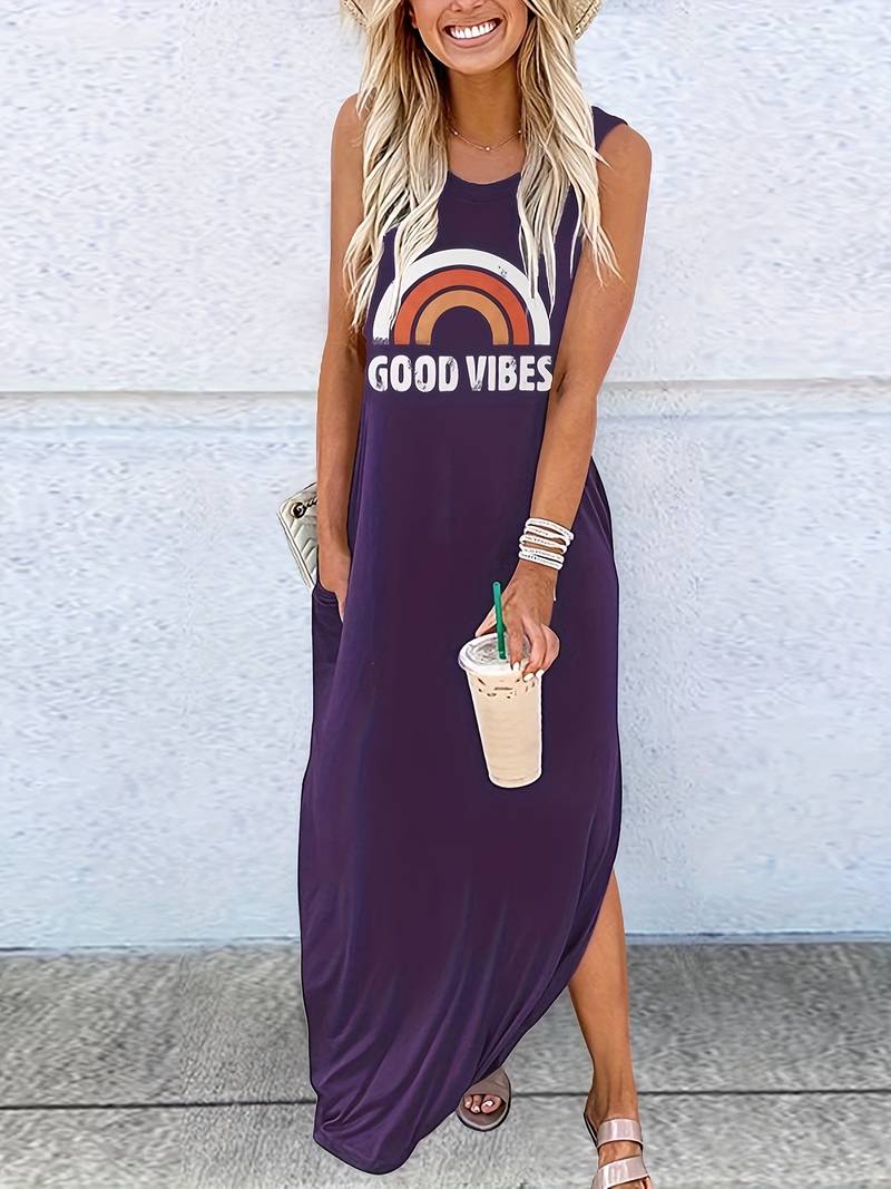 Good Vibes - Long dress with letter print