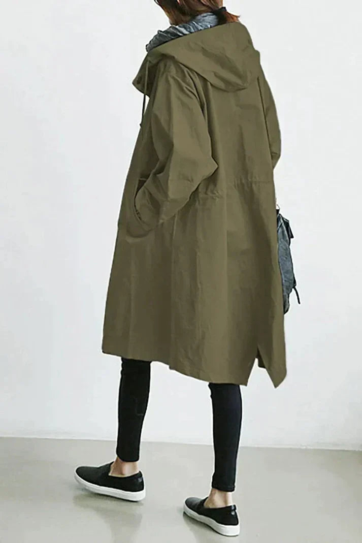 Trench coat with hood