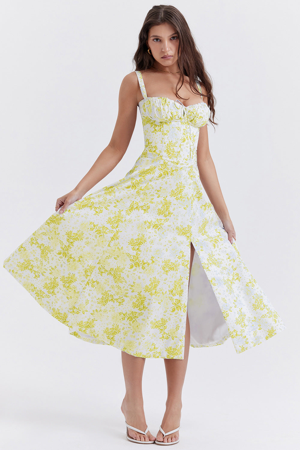 Timeless New Women Floral Print Dress with Straps