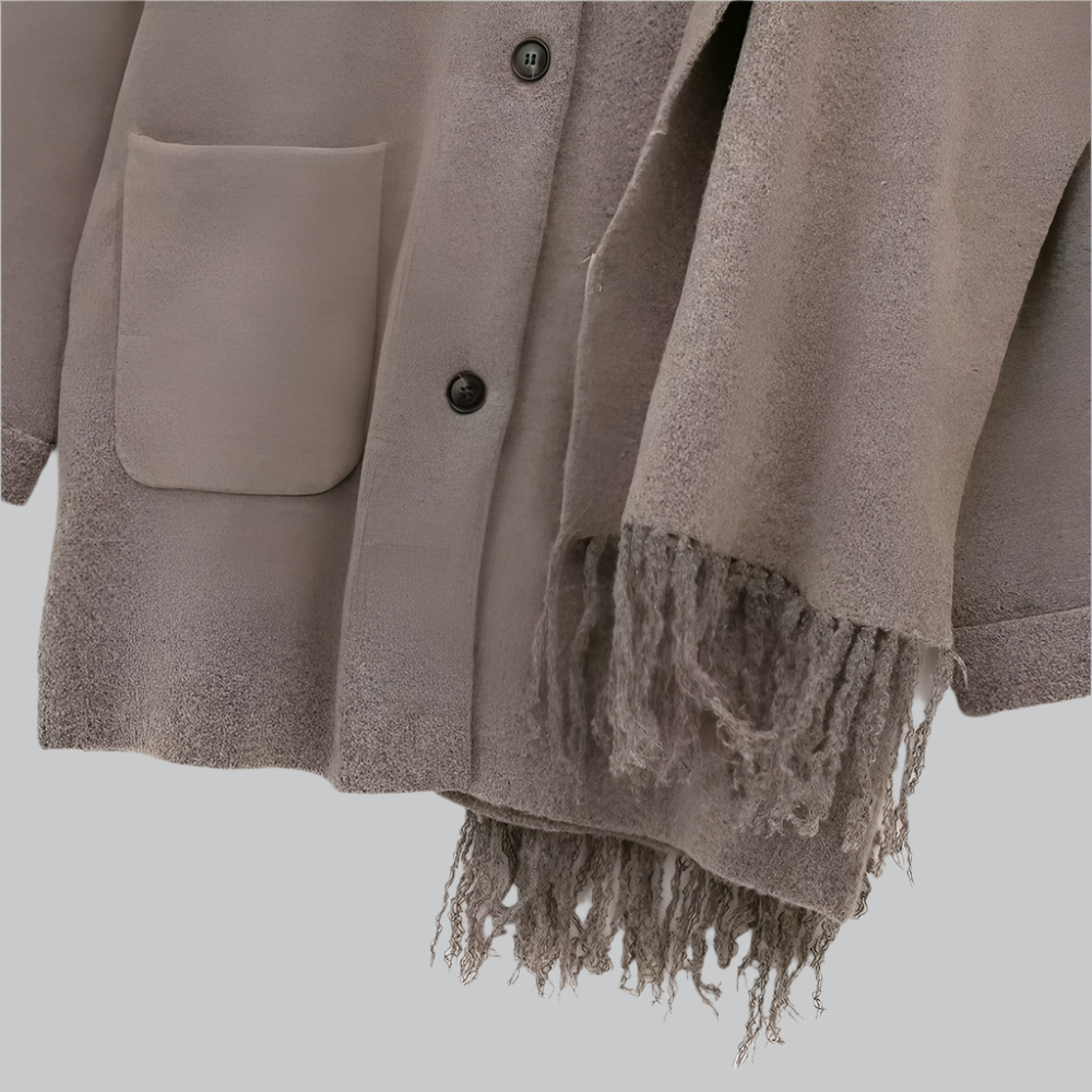 Elegant slim-fit scarf collar jacket for women