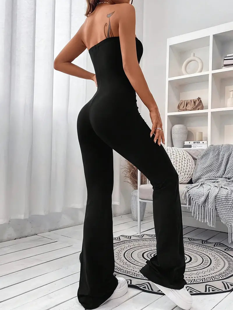 Sturdy Jumpsuit With Wide Legs and Flared Legs